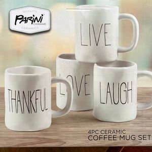 Live Laugh Love 4 Piece ceramic coffee mug set